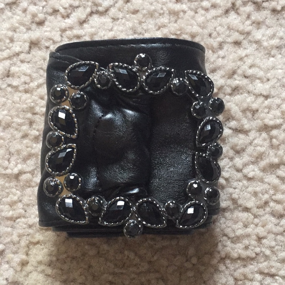 Black rhinestone faux leather belt